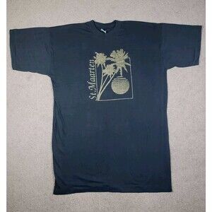Vintage Trade Winds T-shirt Dress St Martin Single Stitch Black Size XXL